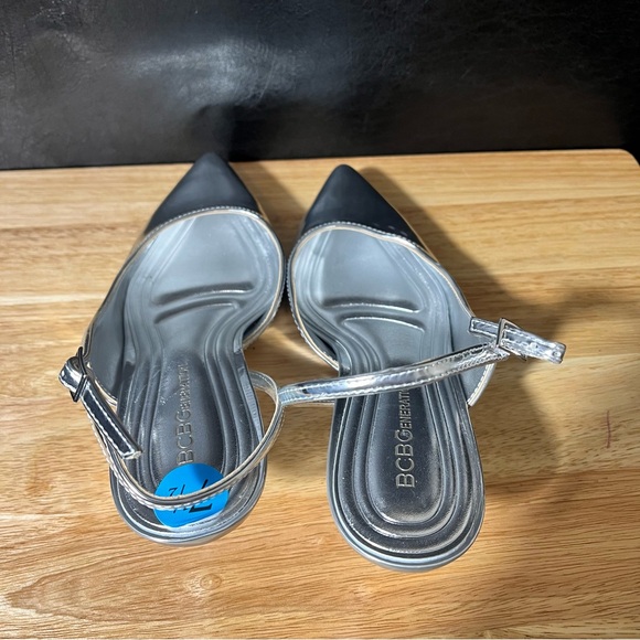 BCBG Silver Kitten Heels Size 7.5 - Picture 6 of 10